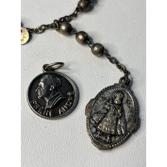 Vintage Religious St. Anthony Medal Pope John Paul II Charm & Beaded Rosary Chai - Picture 11 of 12